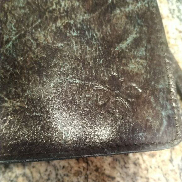 Patricia Nash tooled turquoise and brown Poppy Leather Crossbody Purse $250 EUC - Picture 8 of 12